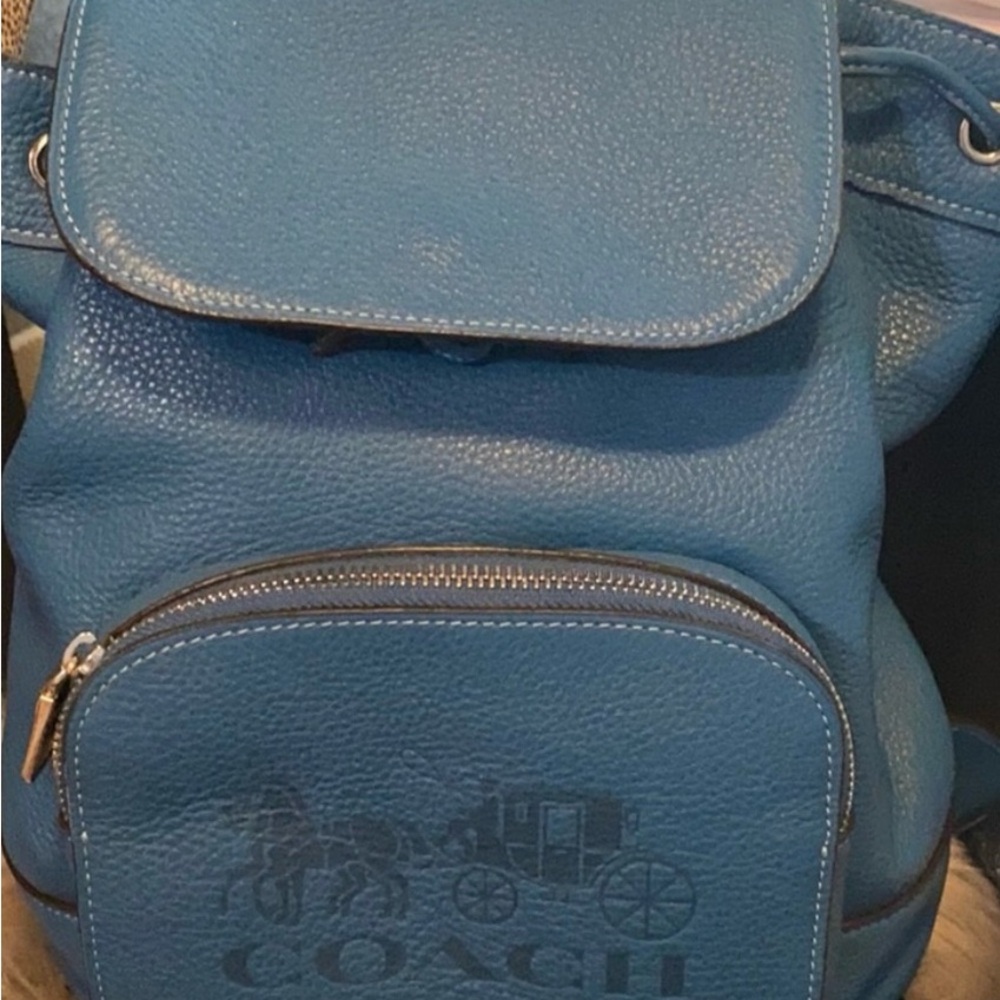 Coach Blue Leather Backpack